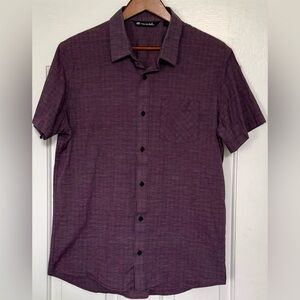 TravisMathew Men’s Red Heather Stripe Stretch Button-Up Shirt Size L